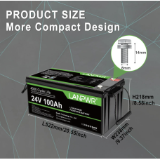 Акумулятор LanPWR 24V 100Аh 2560Wh LiFePO4 + Bluetooth (літій-залізо-фосфатний акумулятор)