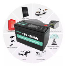 Акумулятор ENERSUN LiFePo4 12V 100AH із вбудованим BMS (літій-залізо-фосфатний акумулятор)