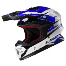 Кросовий шолом LS2 MX456 Factory Hi-Vis White Black Blue Gloss